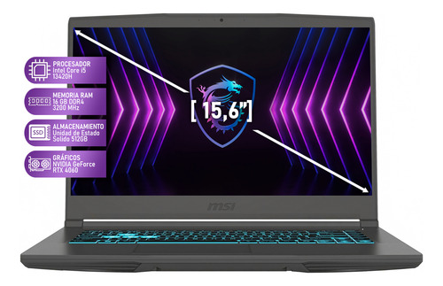 Laptop Gamer Msi Thin 15 Rtx 4060 Core I5 16gb 512gb Gris