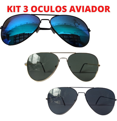 Imagem 1 de 10 de Kit Oculos De Sol Masculino Feminino Vintage Retro Orignal