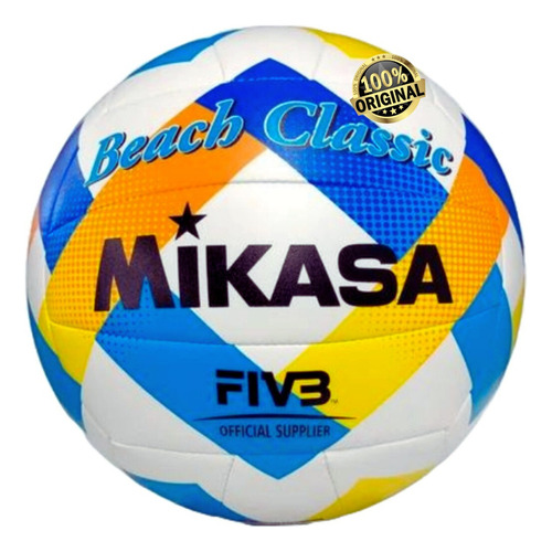 Bola Vôlei De Praia Mikasa Bv543c-vxa-y Cor Branco/Amarelo/Azul