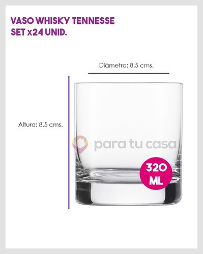 Imagen 2 de 8 de Vaso Vidrio Whisky X 24 Rigolleau Tennesse 320 Ml Velas