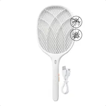 Comprar Raqueta Mata Moscas Mosquitos Insectos Electrica Recargable Color Blanco