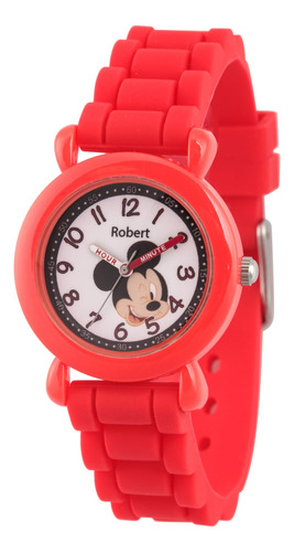 Reloj Disney Para Niños Wds000737 Mickey Mouse Correa Roja