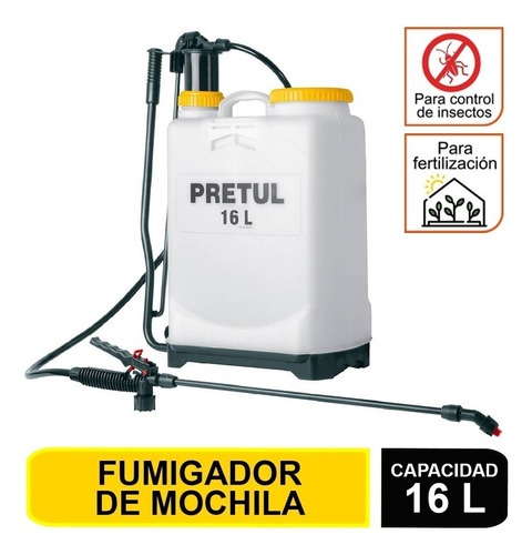 Fumigador De Mochila, 16 Lts,  Pretul   24584