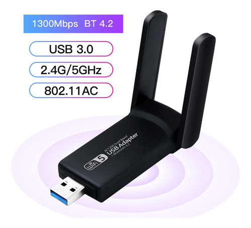 Adaptador Usb Wifi Bluetooth Doble Banda Ac1300 Bt4.2 Jwk