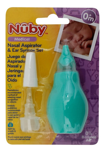 Aspirador Nasal Y De Oido Nuby De Goma Para Bebes 0m+