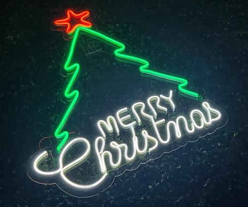 Letrero Led Neon Arbol Navidad Merry Christmas Touch