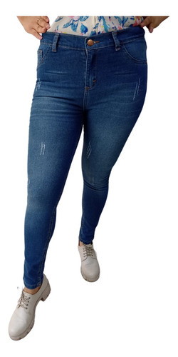 Jeans De Dama Con Mini Rasguños Efecto Push Up