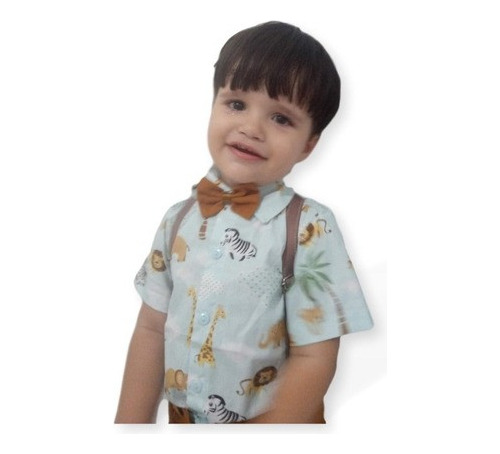 Conjunto Safari Camisa Menino Festa Infantil Temático Suspen