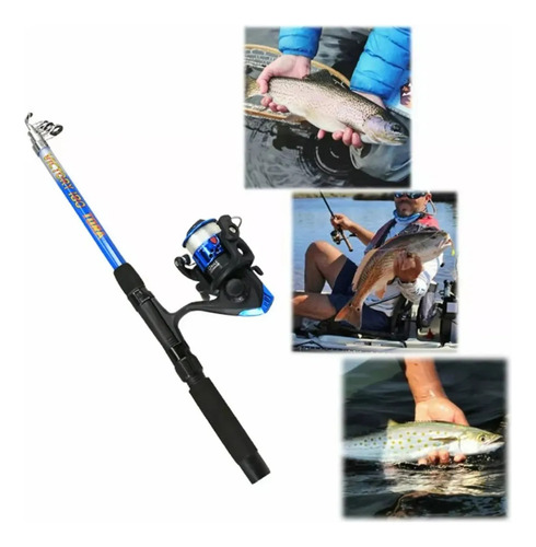 Caña De Pescar Y Carrete Combo Full Kit Telescópica Pesca