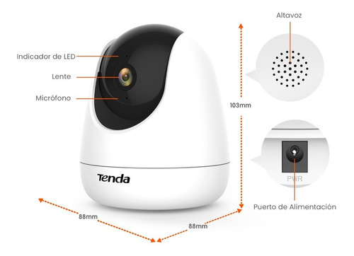 Imagen 3 de 8 de Camara De Vigilancia Tenda Cp3 1080p Hd Vision Nocturna 360