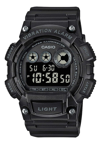 Casio W-735h-1bvef Reloj Negro Con Alarma Vibrante Para