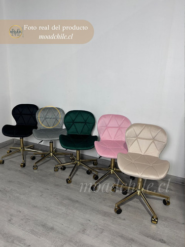 Silla De Escritorio Acolchada Mariposa Felpa Y Base Dorada