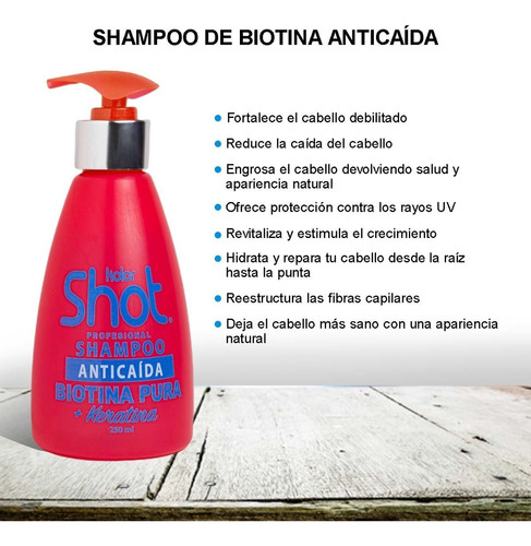 Shampoo Anticaida Biotina Pura + Keratina Kolor Shot 250 Ml 