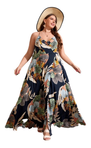 Maxi Vestido Largo Flores Elegante Fiesta Boda Tallaxl Curvy