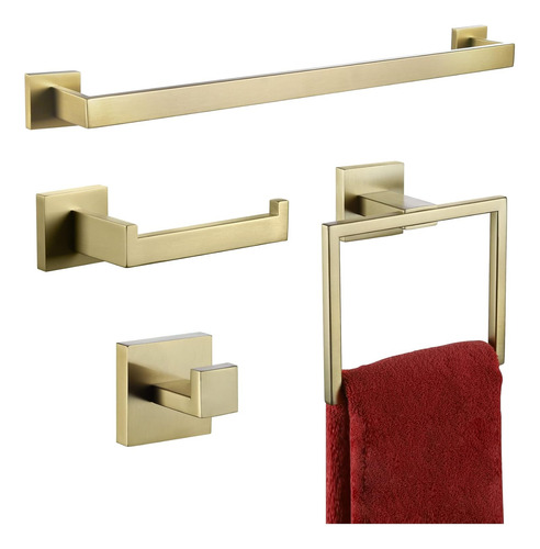 Toallero Dorado De 4 Piezas, Accesorios De Baño, Soporte Par