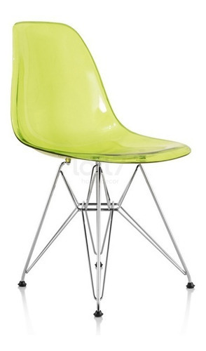 Cadeira Acrilica Dkr  Eames Eiffel Metal Verde Transparente