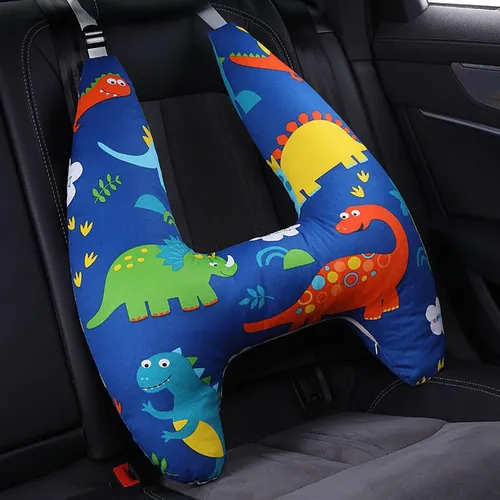 La Almohada De Viaje Para El Asiento Trasero Dinosaurio Azul