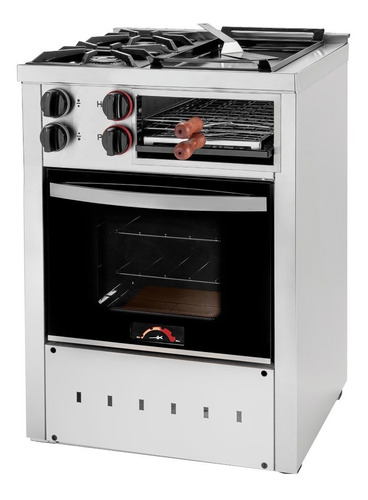 Imagen 1 de 2 de Cocina Sol Real Motta 2 Hornallas Plancha 60 Cm Acero Inox.