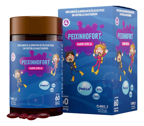 Peixinho Fort 60 Cápsulas Fortlife Sabor Frutas Vermelhas