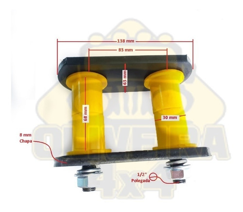 Imagem 2 de 6 de Jumelo Especial Chapa Curta C Buchas Toyota - Kit Com Par