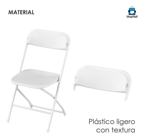 Set 5 Sillas Plegables Para Eventos Plástico Negras Color Blanco Silla