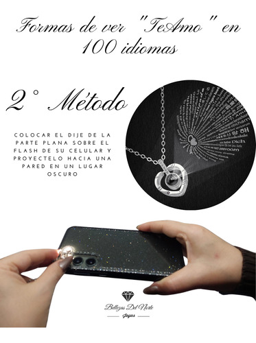 Collar Con Dije Te Amo En 100 Idiomas + Caja De Regalo Plateado