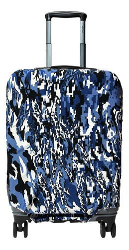 Funda Maleta Viaje Protector Equipaje Con Bolsa De Seguridad Color Camuflaje azul mediana