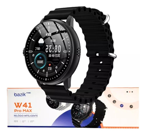 Relogio Inteligente Smartwatch W41 Versao 2024 Com Gps +nfc Caixa Preto Pulseira Preto Bisel Preto Desenho Da Pulseira Mesh