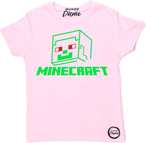 Polera De Niño Manga Corta Minecraft Ojos Rojos