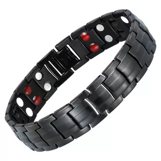 Pulsera Negra Magnética De Doble Banda Para Hombre