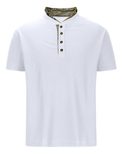 Camiseta Básica Casual Para Hombre Con Cuello Alto Y Cuello