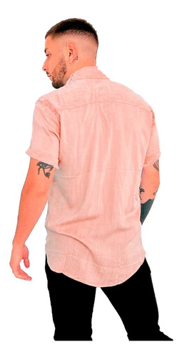 Imagen 3 de 8 de Camisa De Lino Rosa