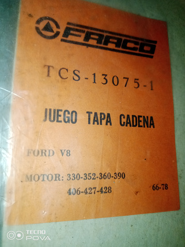 Empacadura Tapa Cadenatcs-13075-1/ Ford V8 M/330-352-360-390