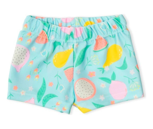 Short Malla Estampada Verano Protección Uv Naranjo