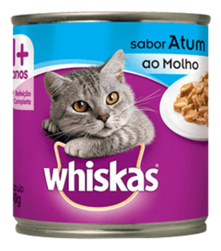 Imagem 1 de 1 de Alimento Whiskas 1+ para gato adulto sabor atum ao molho em lata de 290g