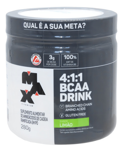 Bcaa Drink 4:1:1 P/ Ganho Energia Max Titanium 280g Limao Sabor Limão