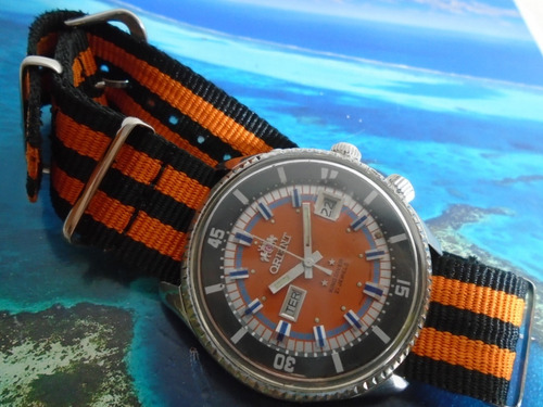 Orient King Diver Antigo Cal 1942 2 Janelas Orange Raro