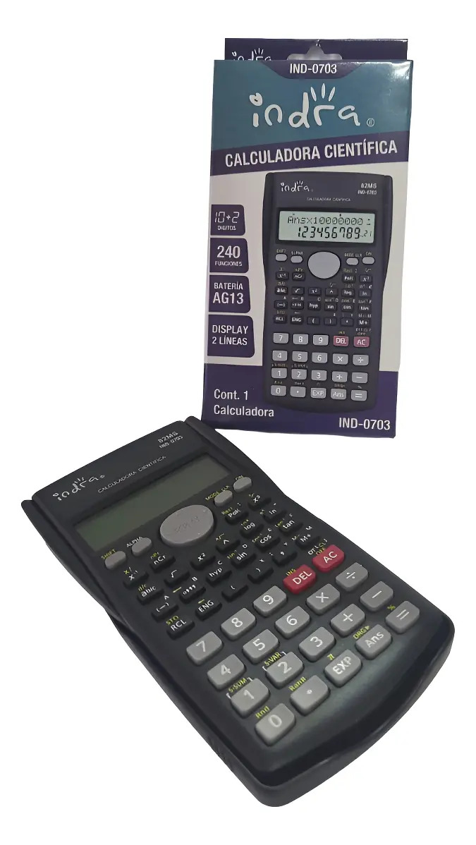 Calculadora Científica Indra con 240 Funciones y Display de 12 Dígitos