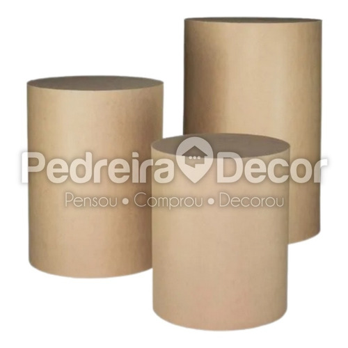 Imagem 6 de 7 de Kit Trio Mesa Cilindro + Painel Redondo Mdf 150 X 210 Grande