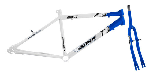 Quadro Em Aço Carbono Bicolor Bike Aro 26 Com Garfo Cor Branco - Azul