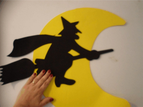 Apliques Luna Con Bruja Halloween Decoraciones