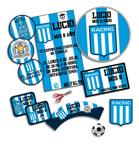 Kit Imprimible Racing Club Personalizado Cumpleaños Candy 