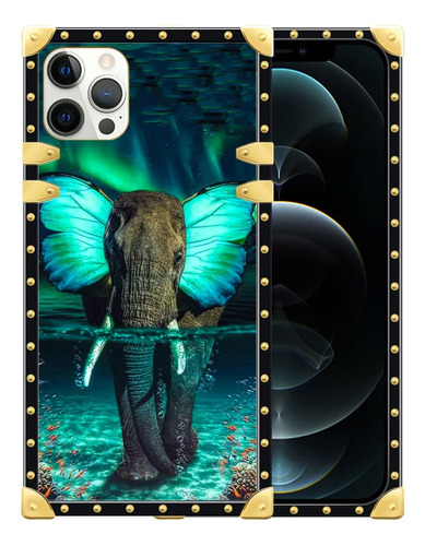 Funda Para iPhone 12, Elefante Aurora Bajo El Agua, Bordes C