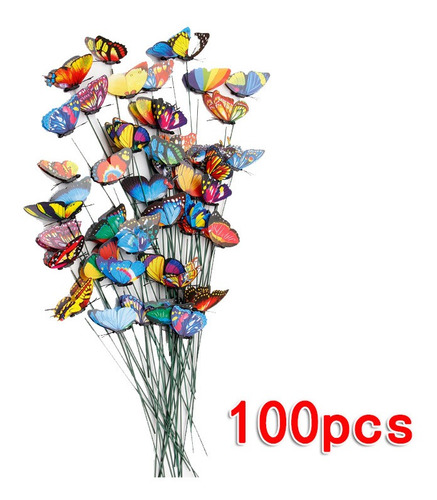 100 Piezas De Estacas De Mariposas De Jardín Coloridas Marip