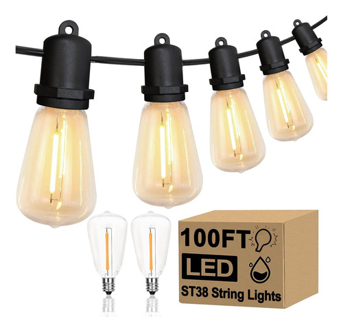 Luces De Cuerda Al Aire Libre Led De 100 Pies Impermeables C