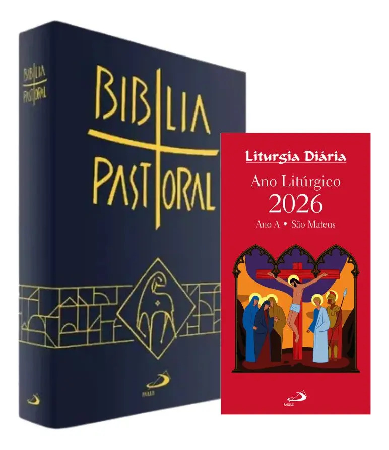 Kit Bíblia Pastoral E Livro Liturgia Diária, De Pe. Luiz Miguel. Editora Paulus, Capa Mole
