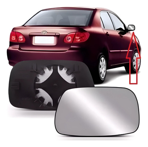 Lente Vidro Com Base Retrovisor Corolla 2003 A 07 Fielder Ld
