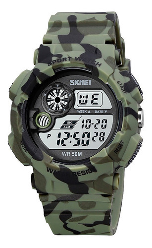 Reloj Hombre Skmei 1718 Digital Alarma Fecha Cronometro Color de la malla Verde camuflaje