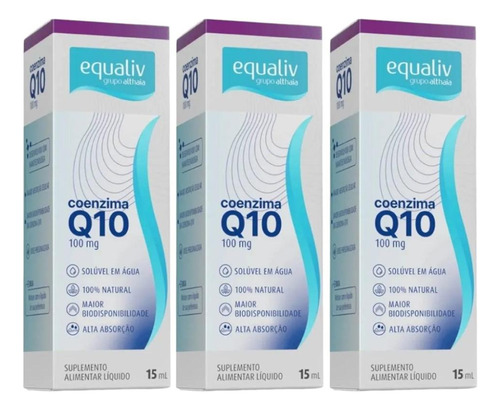 Kit Coenzima Q10 Líquido Equaliv Com 3 Caixas Com 15ml Cada