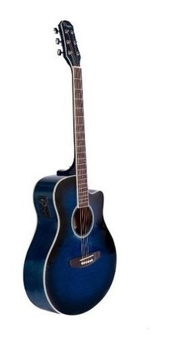Guitarra Electroacustica Mini Jumbo Azul Corte Y Funda Cuota
